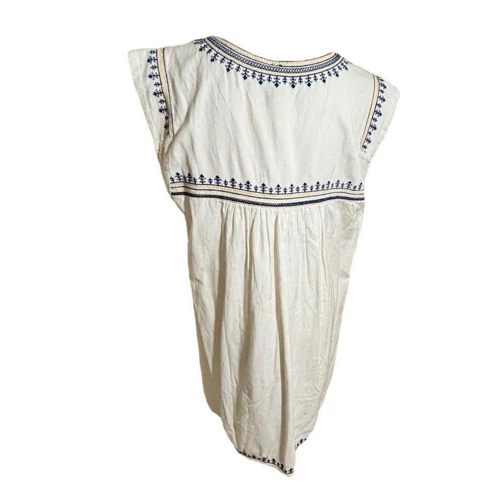 MNGO Mango Bohemien Embroidered Cream Cotton Mexican Peasant Dress Size 16 - Picture 5 of 5